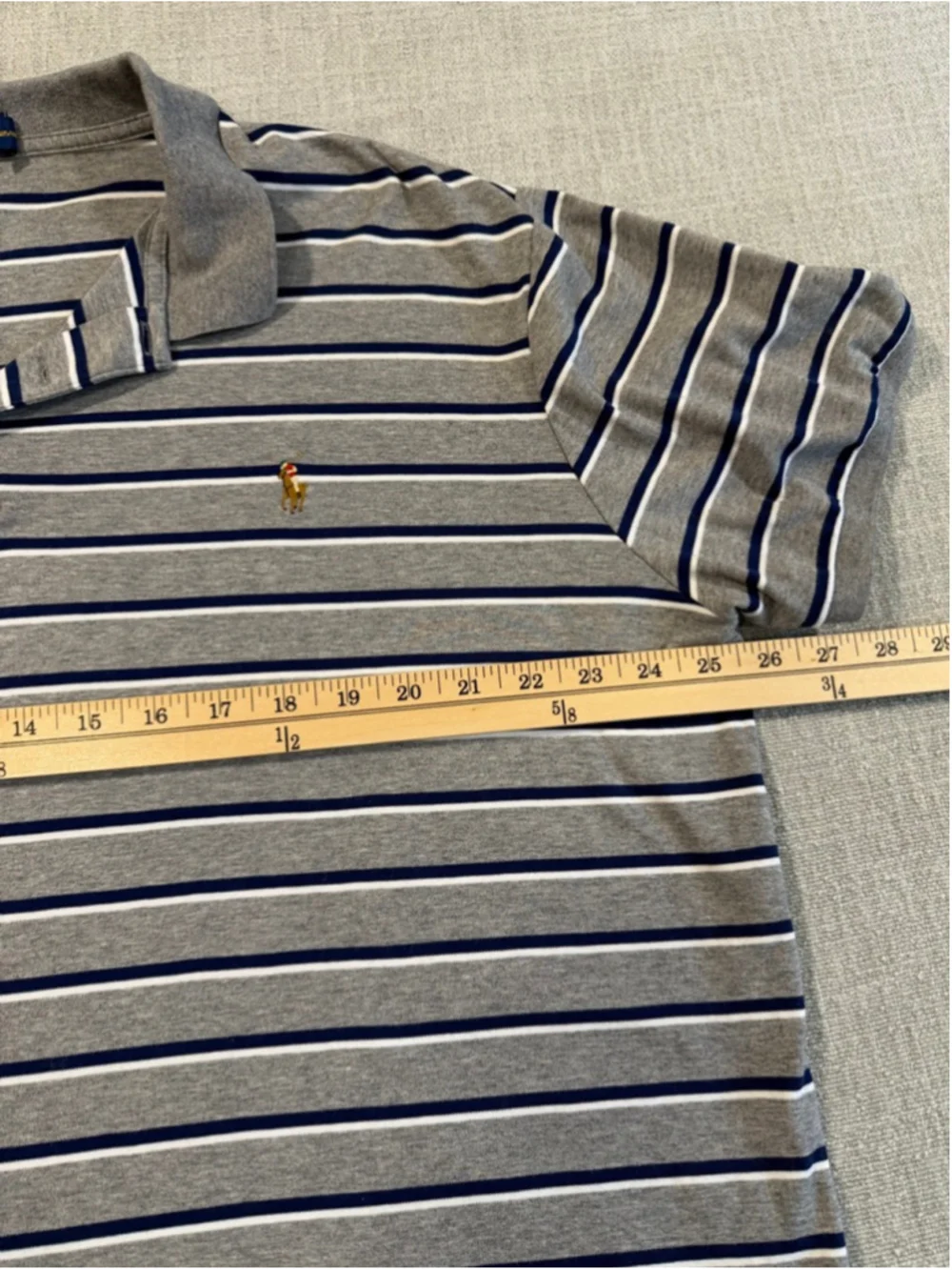 Polo Ralph Lauren mens gray navy white striped short sleeve polo shirt XL